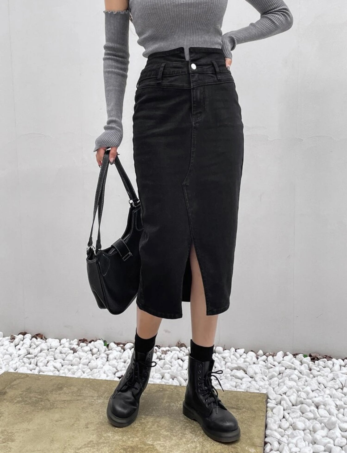 SHEIN Denim Split Skirt