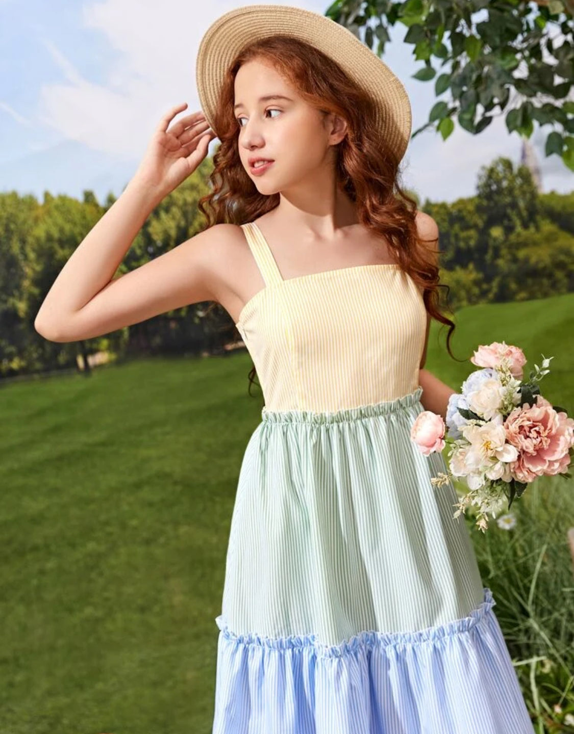 SHEIN colour block stripped cami dress