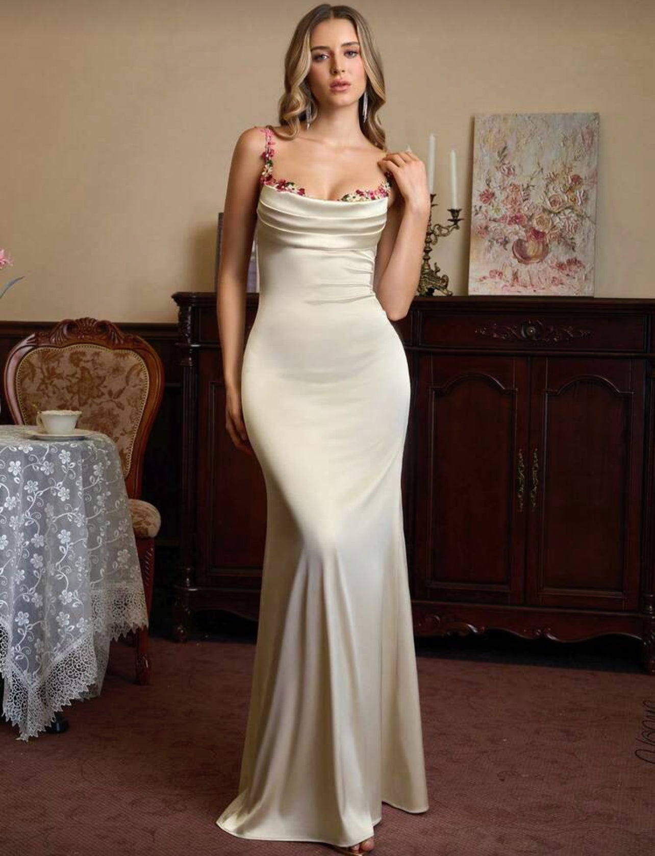 Vanilla 3D floral Lace Dress