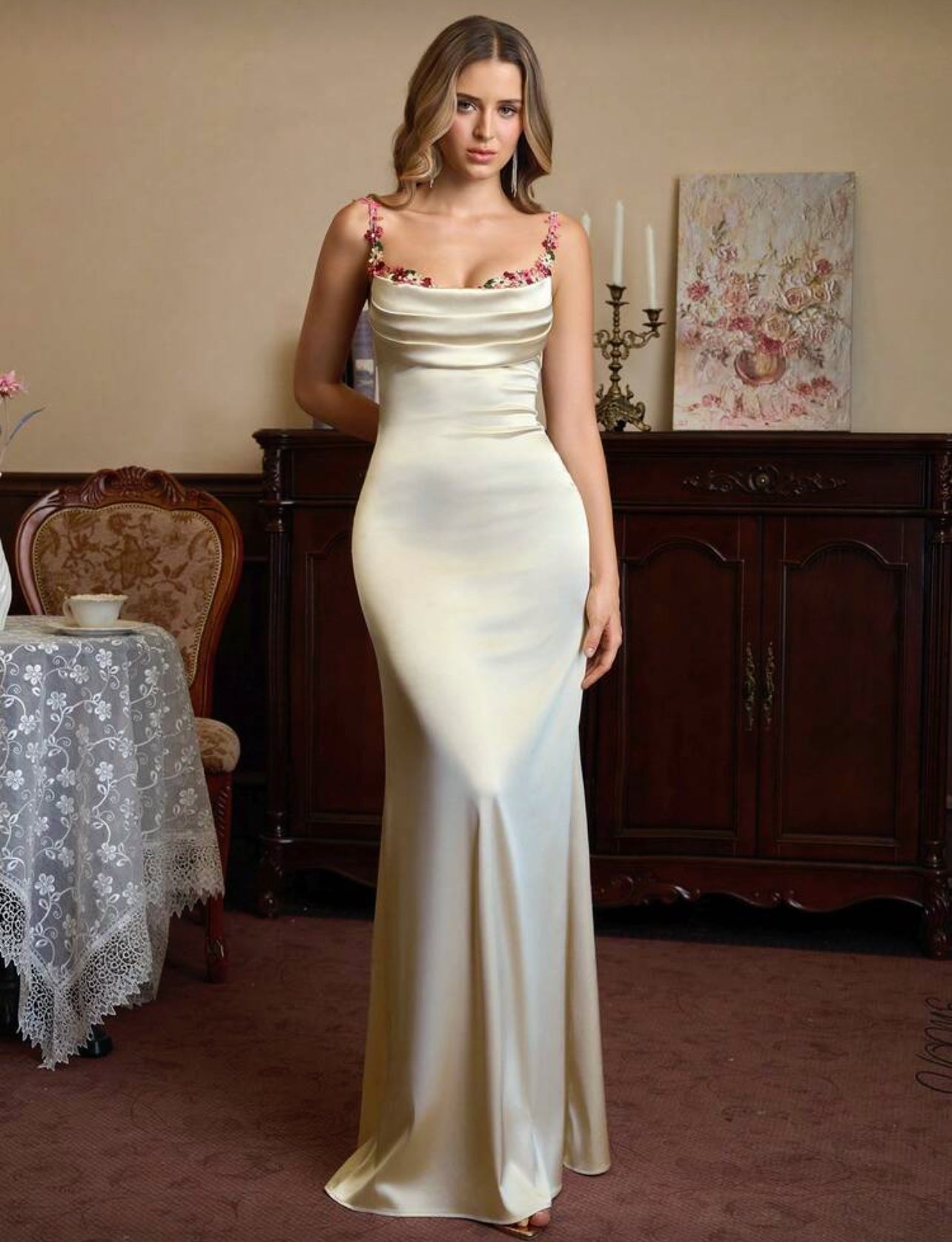 Vanilla 3D floral Lace Dress