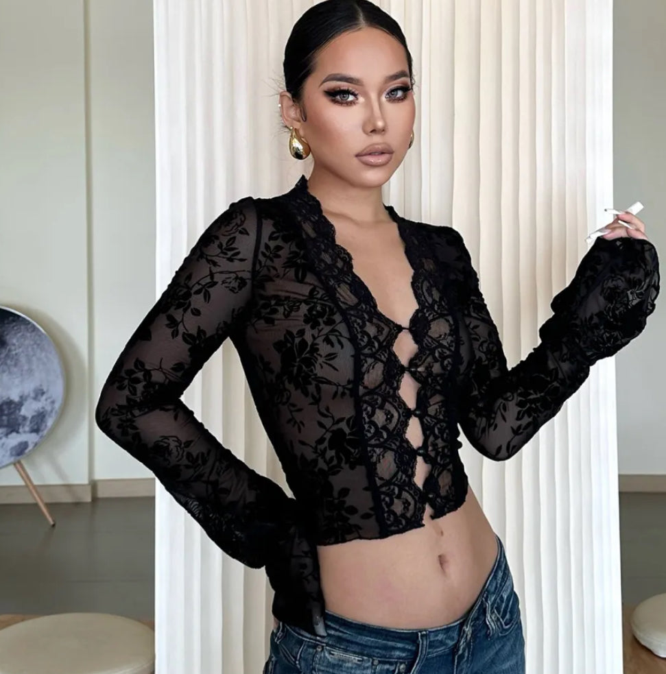 Dark feminine Mesh Blouse