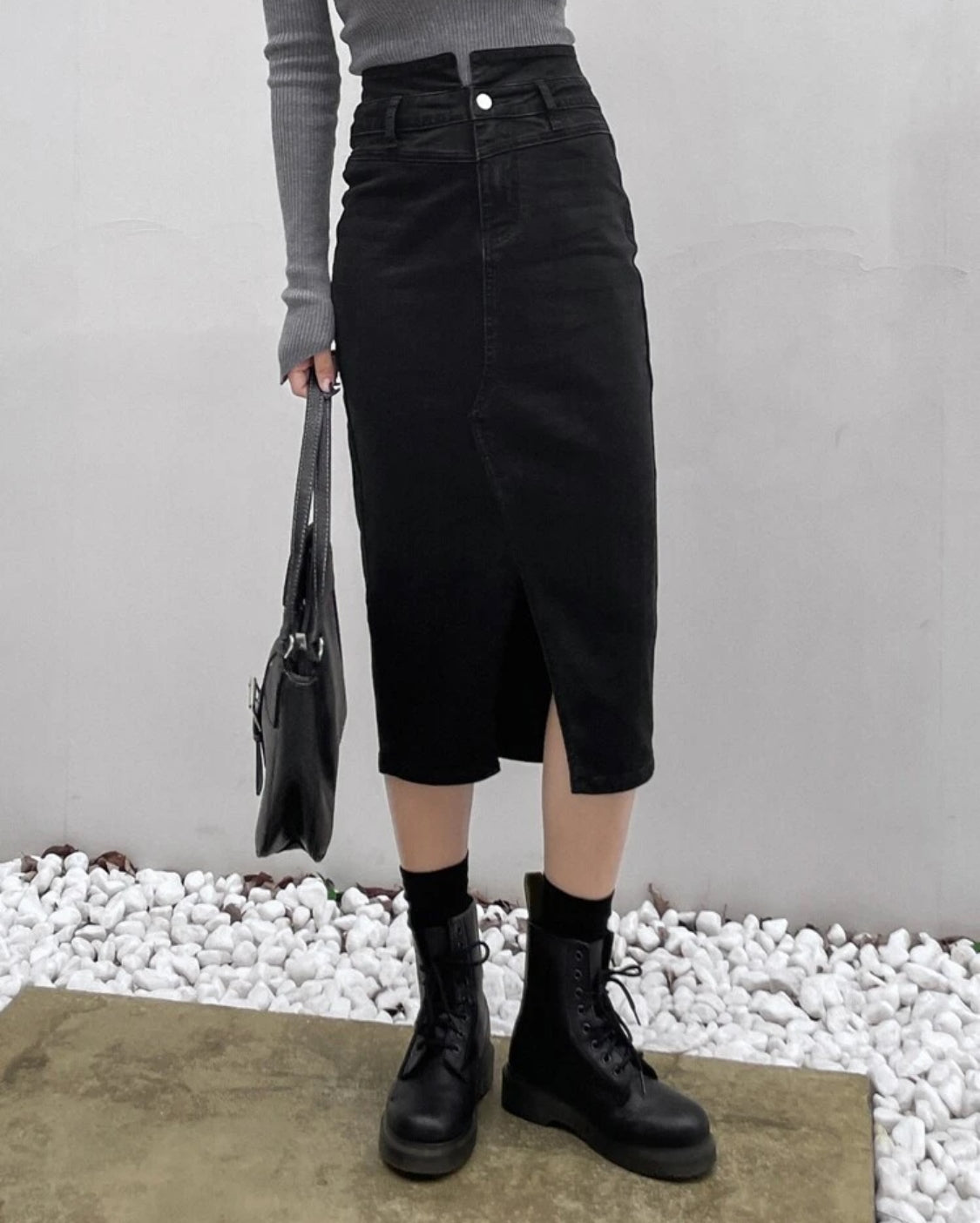 SHEIN Denim Split Skirt