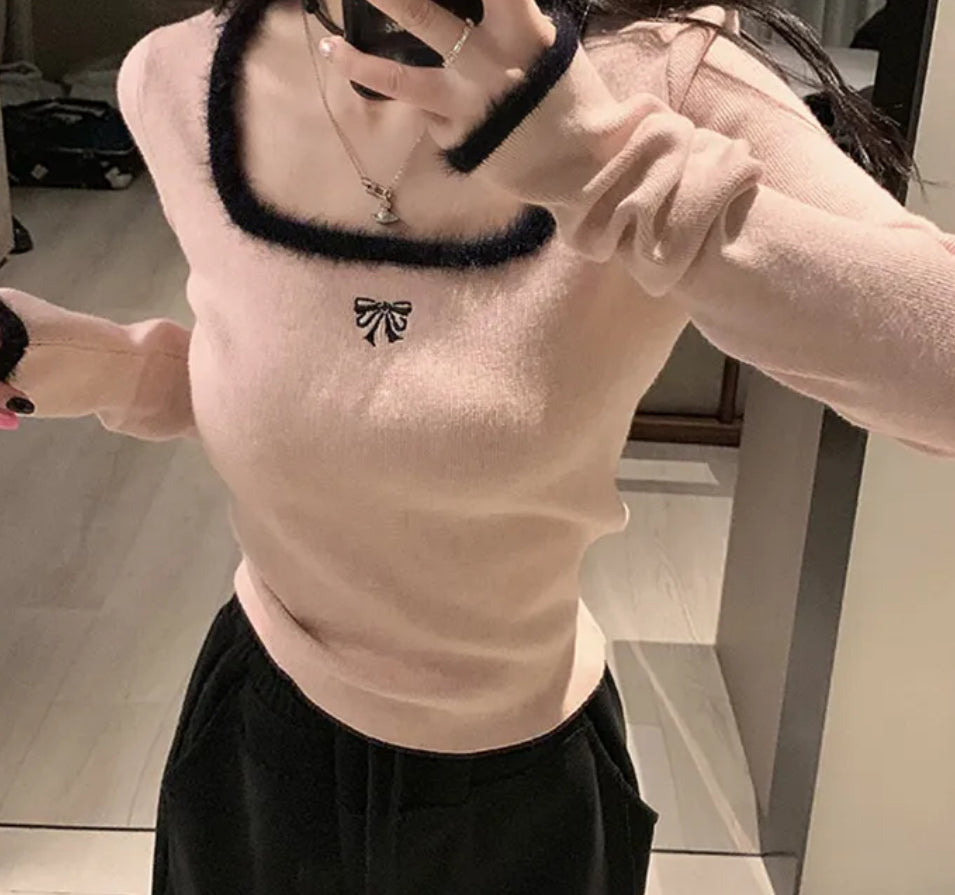 Furry Embroidered Top