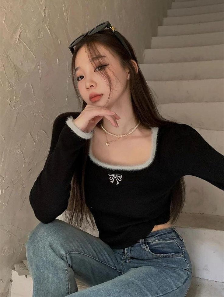 Furry Embroidered Top