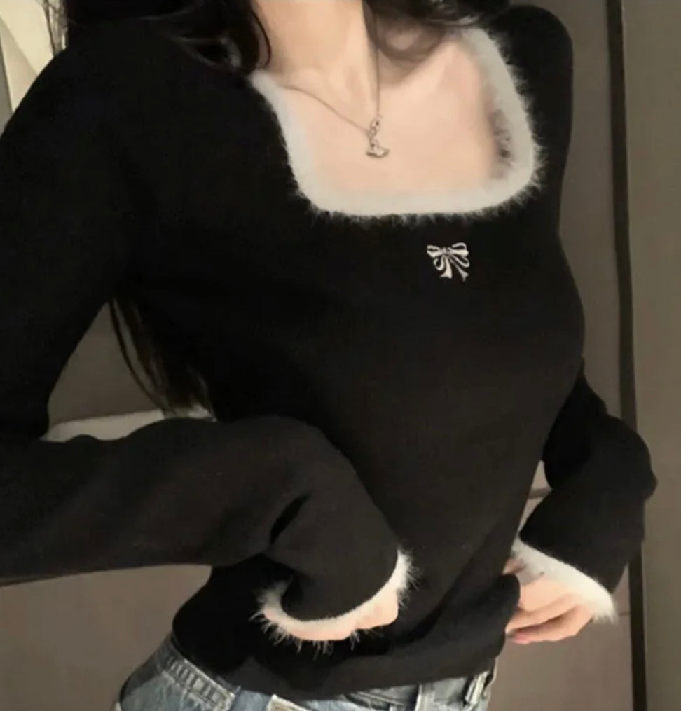 Furry Embroidered Top