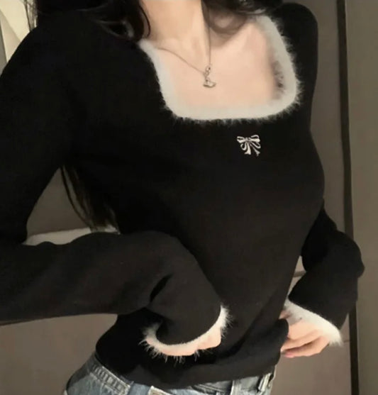 Furry Embroidered Top