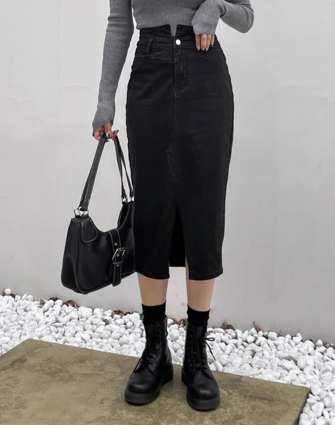 SHEIN Denim Split Skirt