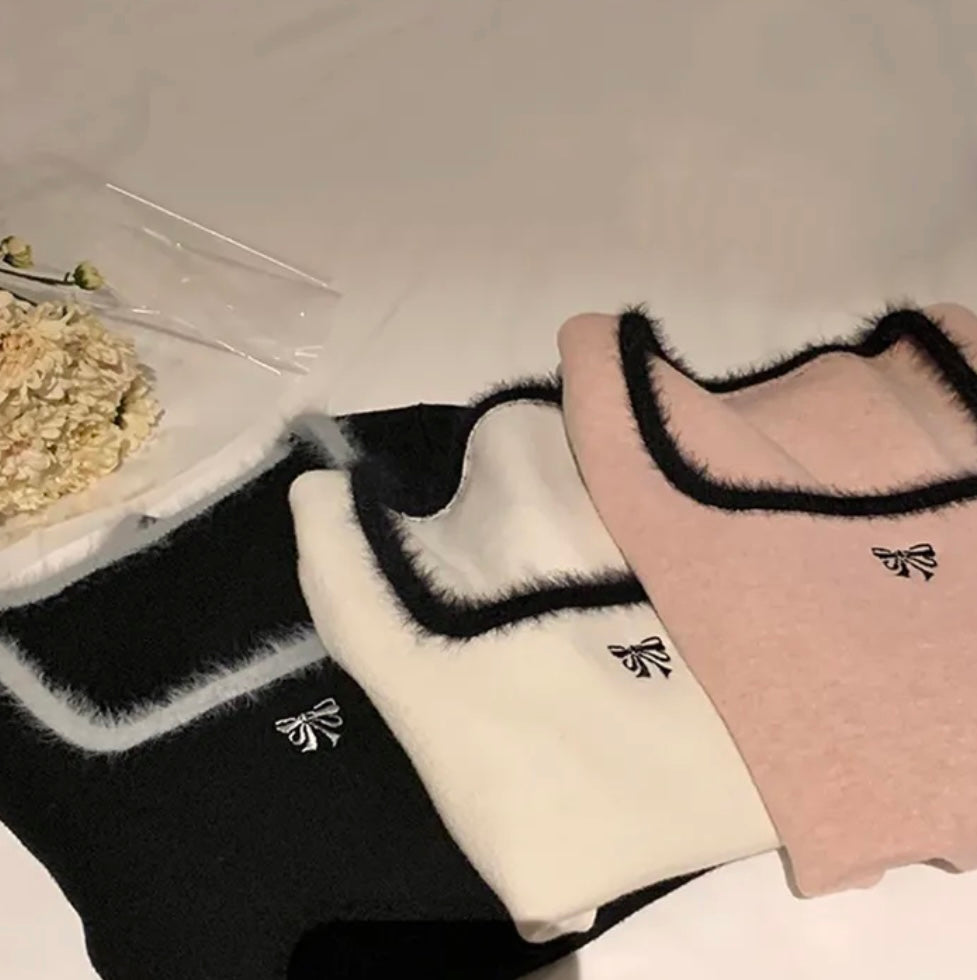 Furry Embroidered Top