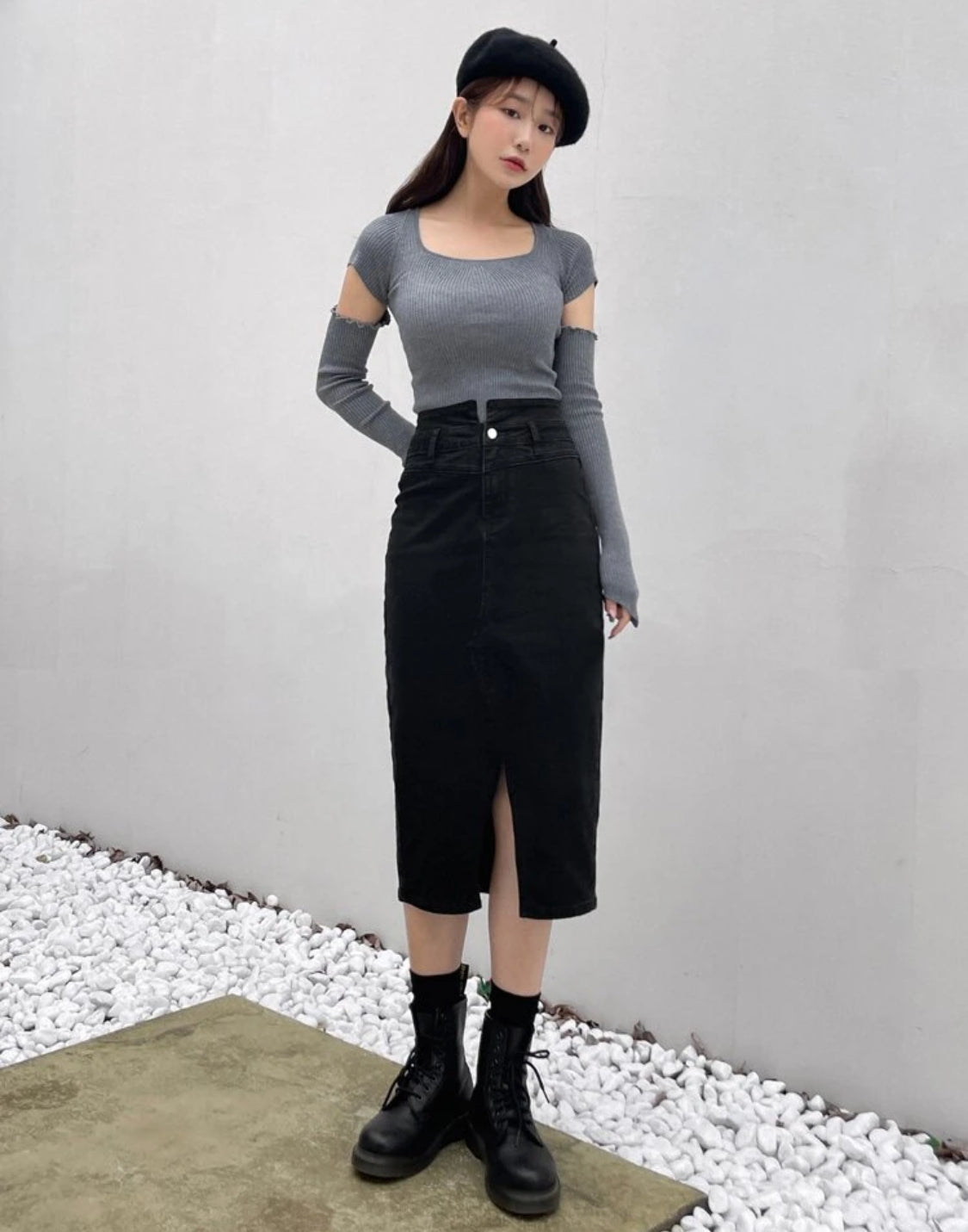 SHEIN Denim Split Skirt