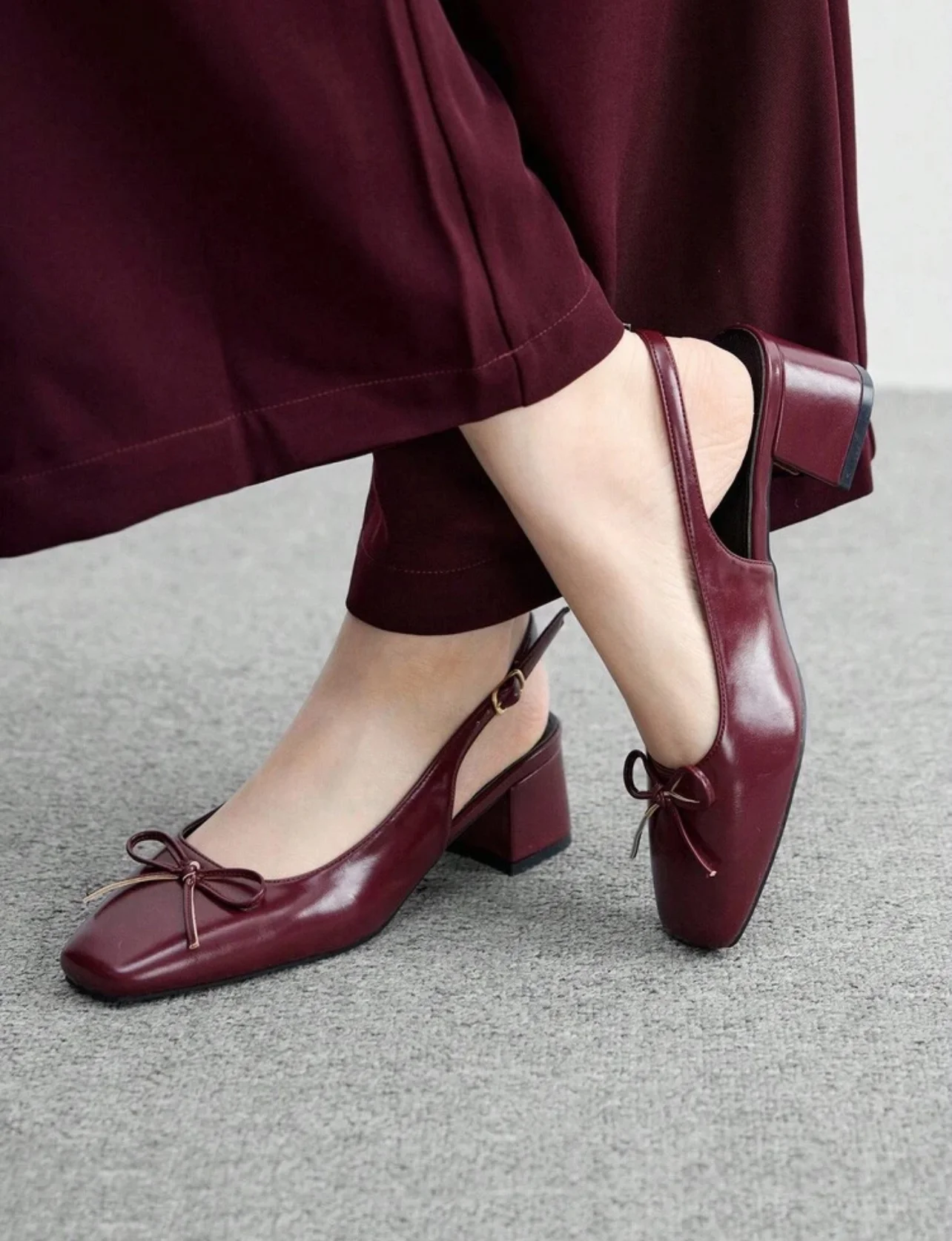 Burgundy Bow Heels