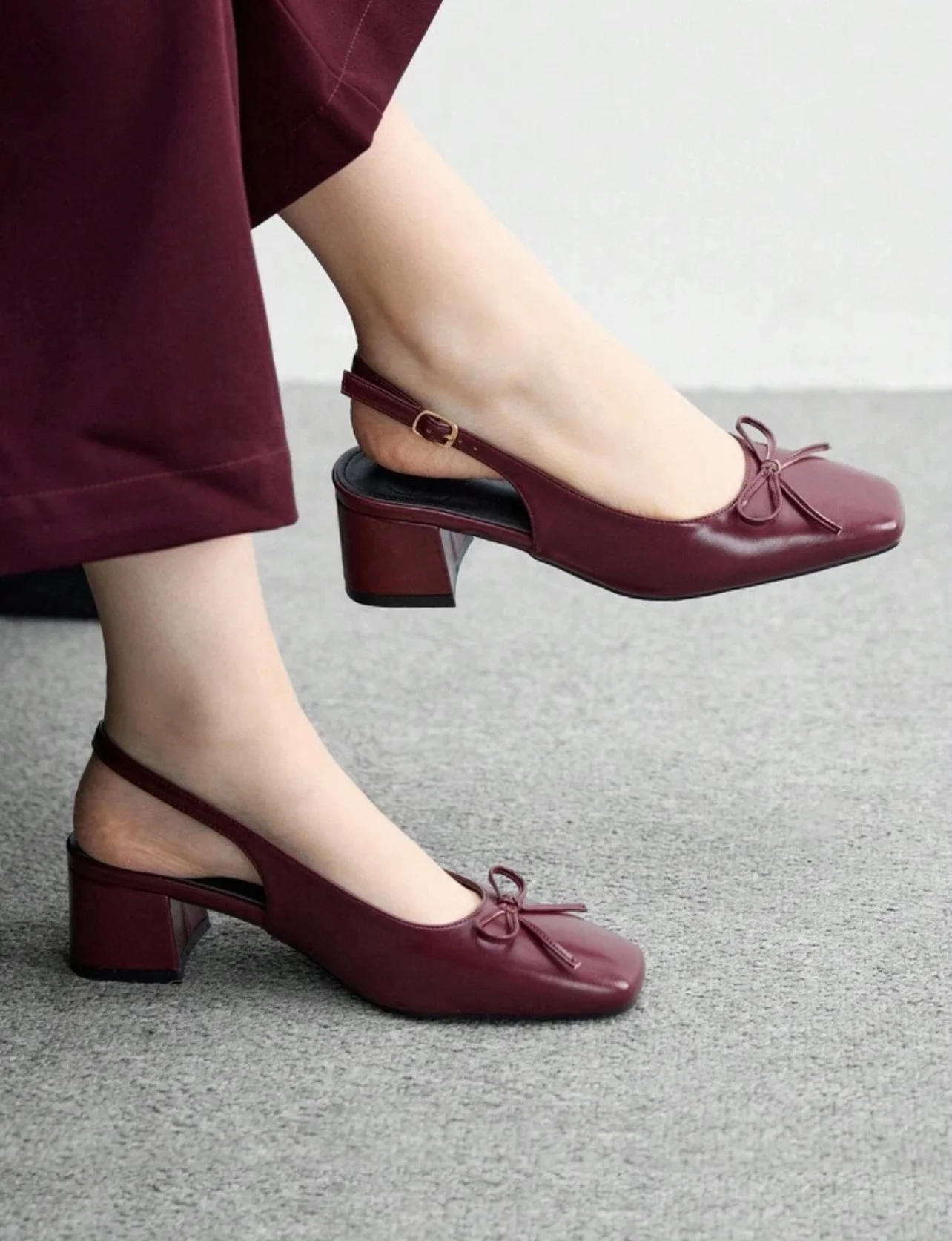 Burgundy Bow Heels photo 2