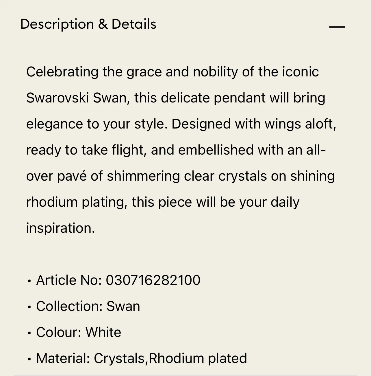 Swarovski | Swan Pendant,Swan,Medium,White,Rhodium plated photo 7